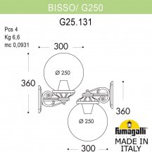 Настенный фонарь уличный Fumagalli GLOBE 250 G25.131.000.BZF1RDN