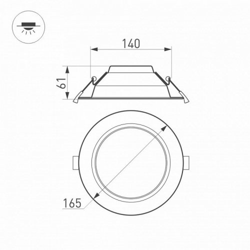 Встраиваемый светодиодный светильник Arlight IM-Cyclone-R165-18W Warm3000 023213(2)