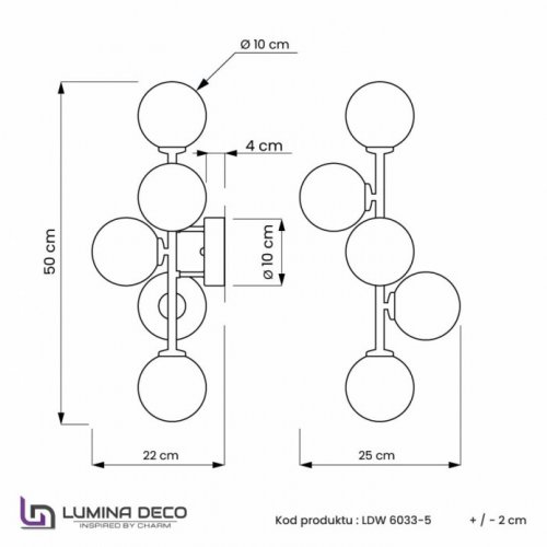 Настенный светильник Lumina Deco Marsiada LDW 6033-5 BK+F.GD