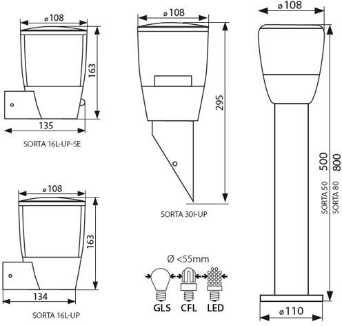 Фасадный светильник Kanlux SORTA 16L-UP 25680