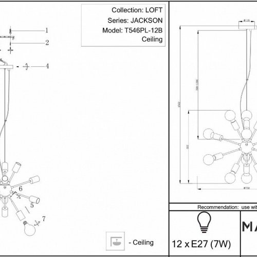 Подвесная люстра Maytoni Jackson T546PL-12B