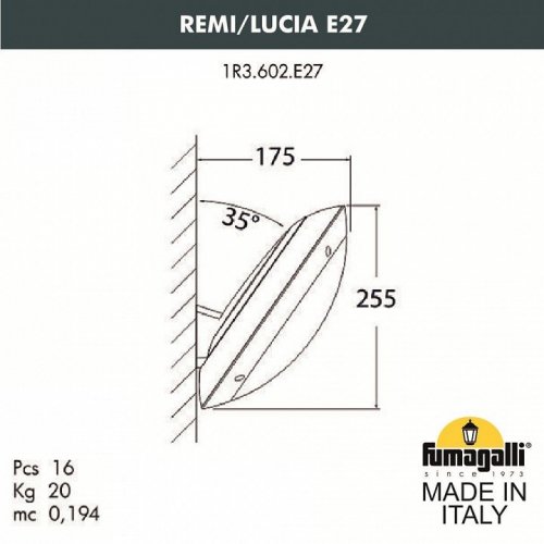 Настенный светильник уличный Fumagalli Lucia 1R3.602.000.WYE27