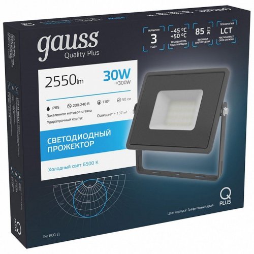 Прожектор светодиодный Gauss Qplus 30W 6500К 690511330