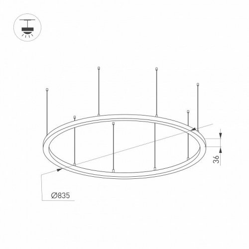 Подвесной светодиодный светильник Arlight SP-Line-Hang-Arc-O3535-D800-65W Warm3000 034004(1)