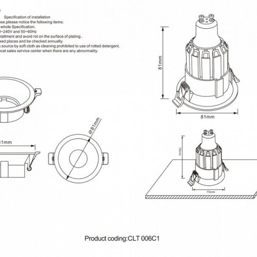 Встраиваемый светильник Crystal Lux CLT 006C1 BL