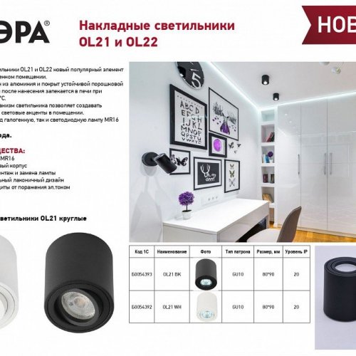 Накладной светильник Эра OL22 BK Б0054395