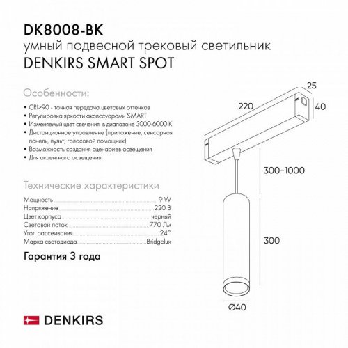 Трековый светильник Denkirs Smart DK8008-BK