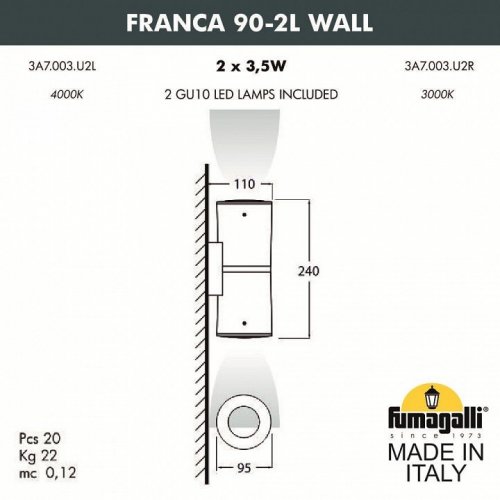 Архитектурная подсветка Fumagalli Franca 90 3A7.003.000.WXU2L