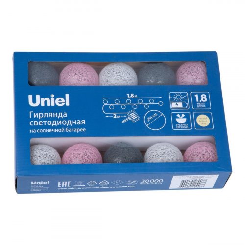 Гирлянда на солнечных батареях Uniel USL-S-230/PM1800 Cotton Balls-1 UL-00011593