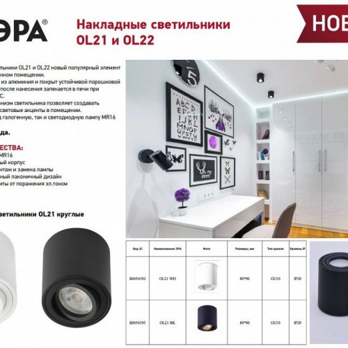 Накладной светильник Эра OL21 WH Б0054392