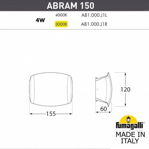 Уличный настенный светодиодный светильник Fumagalli Abram AB1.000.000.AXJ1L