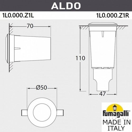 Встраиваемый светильник уличный Fumagalli Aldo 1L0.000.000.LXZ1L