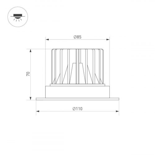 Встраиваемый светодиодный светильник Arlight MS-Atlas-Trimless-R70-12W Warm3000 036105