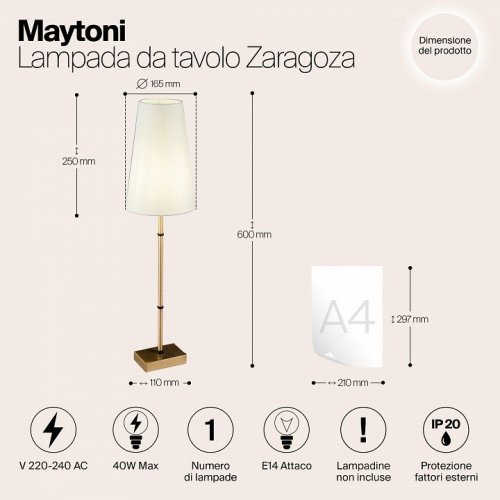 Настольная лампа Maytoni Zaragoza H001TL-01BS