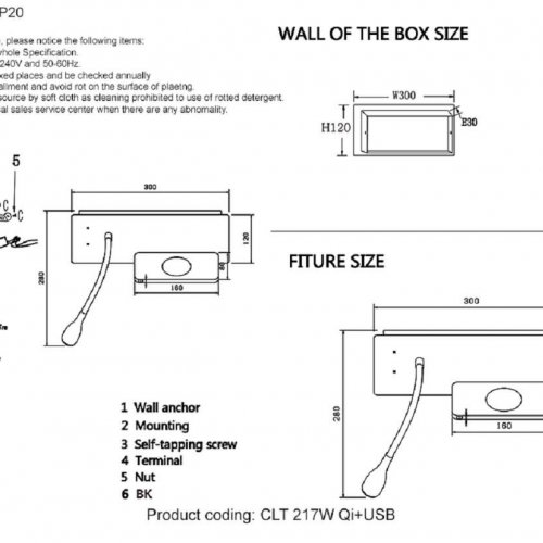 Бра Crystal Lux CLT 217W Qi+USB WH