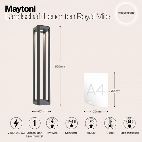 Ландшафтный светодиодный светильник Maytoni Royal Mile O019FL-L12GR3K