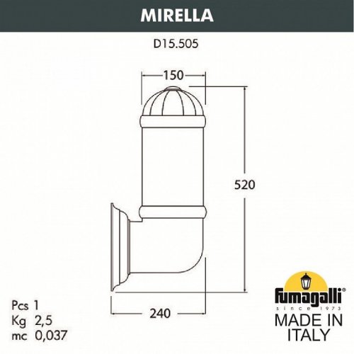 Настенный фонарь уличный Fumagalli Sauro D15.505.000.WXF1R.FRA