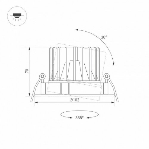 Встраиваемый светодиодный светильник Arlight MS-Forecast-Built-Turn-R102-12W Warm3000 035453