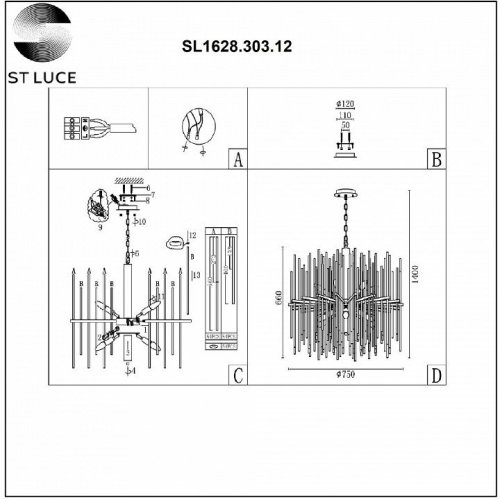 Подвесная люстра ST Luce Teramo SL1628.303.12