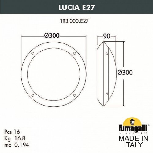 Настенный светильник уличный Fumagalli Lucia 1R3.000.000.LYE27