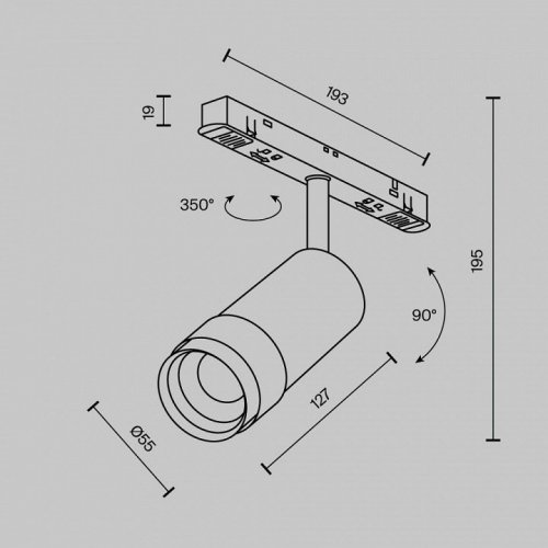 Трековый светильник Focus Zoom TR212-1-12WTW-DD-Z-B