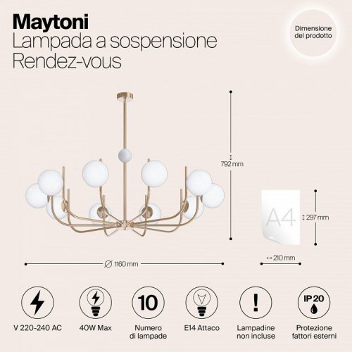 Потолочная люстра Maytoni Rendez-vous MOD109PL-10BS