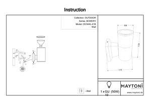 Уличный настенный светильник Maytoni Bowery O574WL-01B