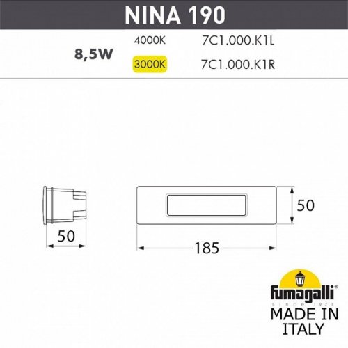 Встраиваемый светильник уличный Fumagalli Nina 7C1.000.000.LYK1L