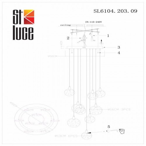 Подвесная люстра ST Luce ST-Luce Montecelio SL6104.203.09