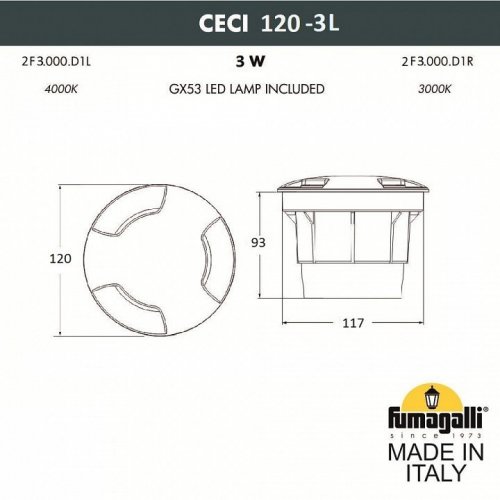 Встраиваемый светильник уличный Fumagalli CECI 2F3.000.000.AXG1L