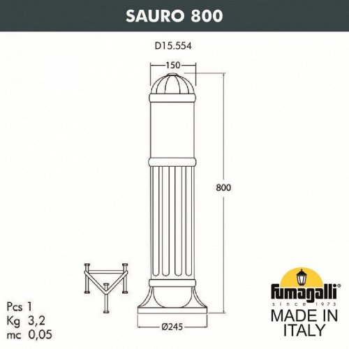 Наземный светильник Fumagalli Sauro D15.554.000.BXF1R.FC1