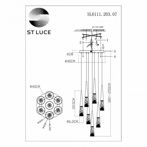 Подвесная светодиодная люстра ST Luce Sollen SL6111.203.07