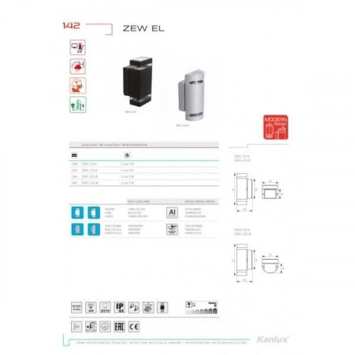 Светильник фасадный двухсторонний Kanlux ZEW EL-235U-GR 22443