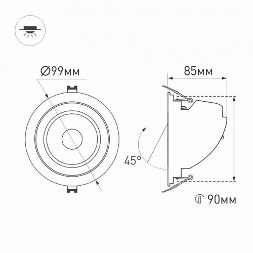 Встраиваемый светильник Arlight Ltd-Explorer LTD-EXPLORER-R100-12W Day4000 (WH, 38 deg)