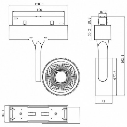 Трековый светильник Track Lamps TR024-2-10B3K