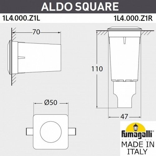 Встраиваемый светильник уличный Fumagalli Aldo 1L4.000.000.AXZ1L