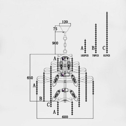 Подвесная люстра Markellin LH0040/12H-NK-CL