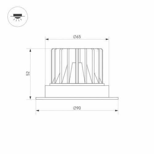 Встраиваемый светодиодный светильник Arlight MS-ATLAS-TRIMLESS-R50-8W Warm3000 037058