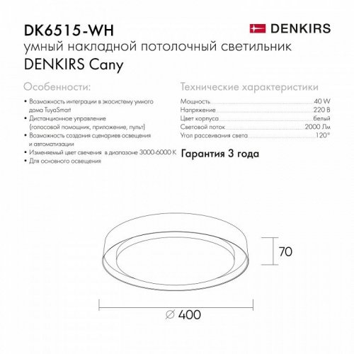 Накладной светодиодный светильник Denkirs DK6515-WH