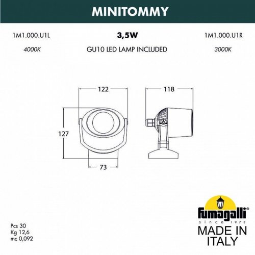 Архитектурная подсветка Fumagalli Minitommy 1M1.000.000.LXU1L