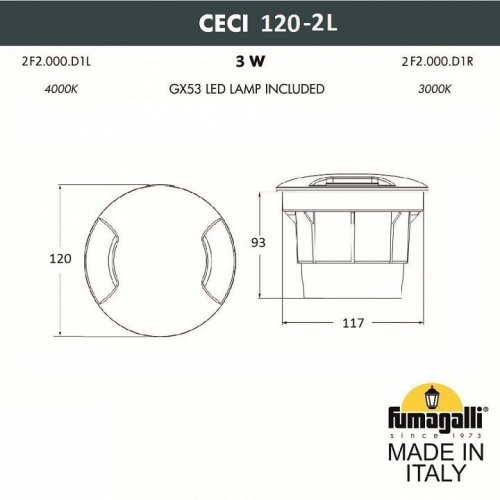 Встраиваемый светильник уличный Fumagalli CECI 2F2.000.000.LXG1L