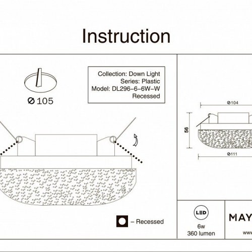 Встраиваемый светодиодный светильник Maytoni Plastic DL296-6-6W-W