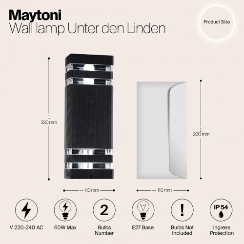 Уличный настенный светильник Maytoni Unter den Linden O578WL-02B