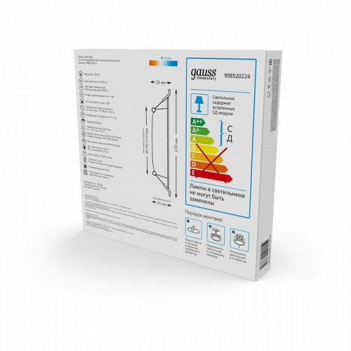 Встраиваемый светильник Gauss Elementary 998520224
