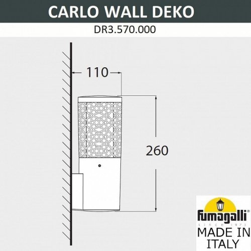 Настенный светильник уличный Fumagalli Carlo Deco DR3.570.000.LXU1L