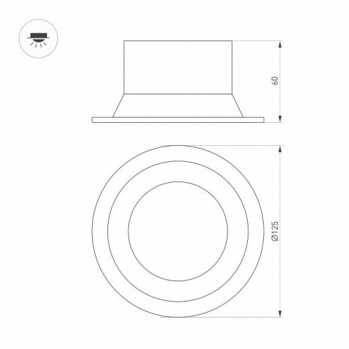 Встраиваемый светодиодный светильник Arlight MS-Breeze-Built-R125-16W Warm3000 036614