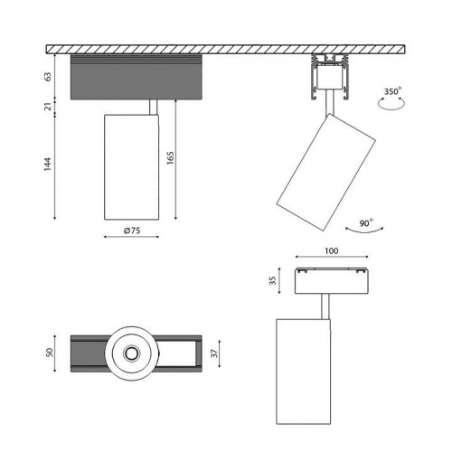 Трековый светильник DesignLed SY SY-601202-BL-20-36-NW