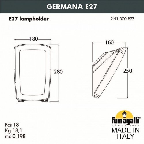 Настенный светильник уличный Fumagalli Germana 2N1.000.000.AYF1R