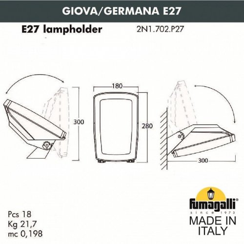 Настенный светильник уличный Fumagalli Germana 2N1.702.000.LYF1R