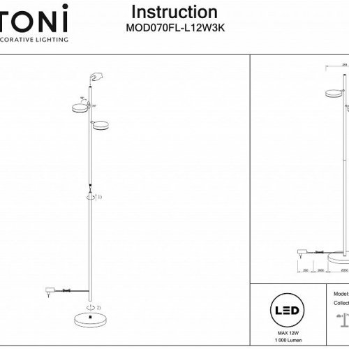 Торшер Maytoni Fad MOD070FL-L12W3K